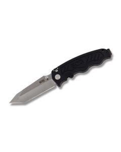 SOG Zoom Satin Finish Tanto with Aluminum Handle and AUS 8 Stainless Steel 3.625" Tanto Plain Edge Blade Model ZM-1013