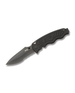 SOG Zoom with Black Anodized Aluminum Handle and AUS-8 Black Coated Stainless Steel 3.50" Drop Point Partially Serrated Blade Model ZM1016-CP