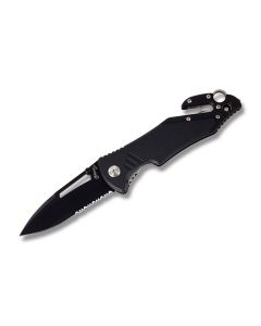 Antonini Knives Cortellli Professionali Da Soccorso Rescue Knife with Black G-10 Handle and Black Coated 440A Stainless Steel 3.25" Drop Point Partially Serrated Edge Blade Model SOS ARA_ARMY_2 
