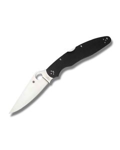 Spyderco C07GP4 Police 4 with Black G-10 Handle and Satin Coated K390 Tool Steel 4.439" Clip Point Plain Edge Blade Model 07GP4