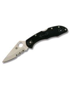 Spyderco Delica 4 with Black FRN Handle and Satin Coated VG-10 Stainless Steel 2.875" Drop Point Partially Serrated Edge Blade Model C11BK