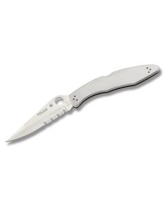 Spyderco Police with Stainless Steel Handle and VG-10 Stainless Steel 4.125" Clip Point Partially Serrated Edge Blade Model C07PS