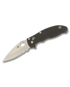 Spyderco Manix 2 with Black G-10 Handle and Satin Coated CPM-S30V Stainless Steel 3.375" Drop Point Partially Serrated Edge Blade Model C101G2