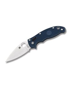 Spyderco Manix with Blue FRN Handle and Satin Coated CTS-BD1 Steel 3.375" Drop Point Plain Edge Blade Model C101BL2