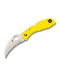 Spyderco Tasman Salt with Yellow FRN Handle and Satin Coated H-1 Stainless Steel 2.938" Hawkbill Plain Edge Blade Model C106YL