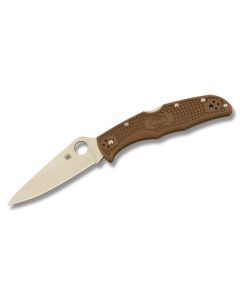 Spyderco Endura 4 with Brown FRN Handle and Satin Coated VG-10 Stainless Steel 3.75" Drop Point Plain Edge Blade Model C10FPBN