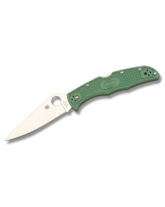 Spyderco Endura 4 with Green FRN Handle and Satin Coated VG-10 Stainless Steel 3.75" Drop Point Plain Edge Blade Model C10FPG