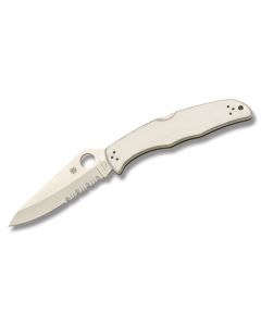 Spyderco Endura 4 with Stainless Steel Handle and Satin Coated VG-10 Stainless Steel 3.75" Drop Point Partially Serrated Edge Blade Model C10PS