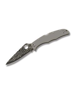 Spyderco Endura 4 with Titanium Handle and Damascus 3.75" Drop Point Plain Edge Blade Model C10TIPD