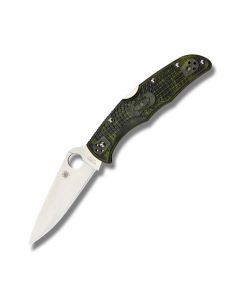 Spyderco C10ZFPGR Endura 4 with Zome Green FRN Handle and Satin Coated VG-10 Stainless Steel 3.812" Clip Point Plain Edge Blade Model C10ZFPGR