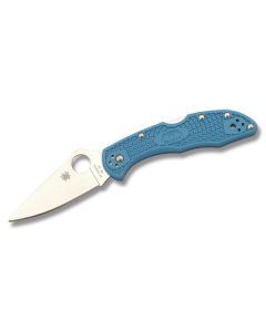 Spyderco Delica 4 with Blue FRN Handle and Satin Coated VG-10 Stainless Steel 2.875" Drop Point Plain Edge Blade Model C11BK