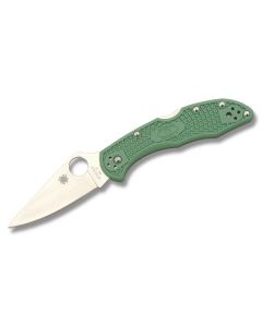 Spyderco Delica 4 with Green FRN Handle and Satin Coated VG-10 Stainless Steel 2.875" Drop Point Plain Edge Blade Model C11FPGR