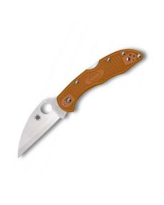 Spyderco Sprint Run Delica 4 Folding Knife with Burnt Orange FRN Handle and Satin Coated HAP40 Steel 2.8" Wharncliffe Blade Model C11FPWCBORE