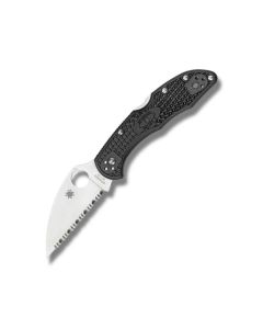 Spyderco C11FSWCBK Delica 4 Lightweight Wharncliffe with Black G-10 Handle and Satin Coated VG-10 Stainless Steel 2.875" Wharncliffe Serrated Edge Blade Model C11FSWCBK