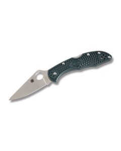 Spyderco Delica 4 with Foliage Green FRN Handles and Satin Coated ZPD-189 Stainless Steel 2.875" Drop Point Plain Edge Blade Model C11PGRE