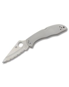 Spyderco Delica 4 with Stainless Steel Handle and Satin Coated VG-10 Stainless Steel 2.938" Clip Point  SpyderEdge Blade Model C11