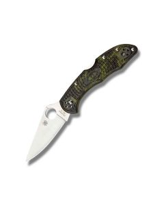 Spyderco C11ZFPGR Delica 4 with Zome Green FRN Handle and Satin Coated VG-10 Stainless Steel 2.938" Clip Point Plain Edge Blade Model C11ZFPGR