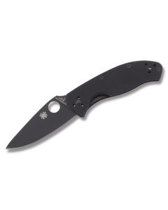 Spyderco Tenacious with Black G-10 Handle and Black Coated 8Cr13Mov Stainless Steel 3.375" Drop Point Plain Edge Blade Model C122GBBKP