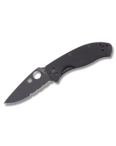 Spyderco Tenacious with Black G-10 Handle and Satin Coated 8Cr13Mov Stainless Steel 3.375" Drop Point Serrataed Edge Blade Model C122GS