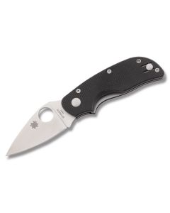 Sypderco Cat with Black G-10 Handle and Satin Coated CTS-BD1 Stainless Steel 2.439" Drop Point Plain Edge Blade Model C129G