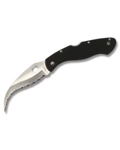 Spyderco Civilian with Black G-10 Handle and Satin Coated VG-10 Stainless Steel 4.125" Hawkbill SpyderEdge Blade Model C12G