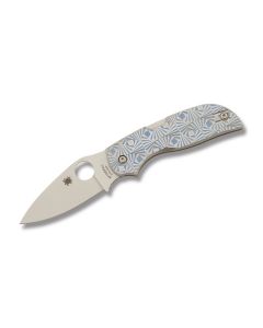 Spyderco Chaparral with Blue Stepped Titanium Handle and Satin Coated CTS-XHP Stainless Steel 2.75" Drop Point Plain Edge Blade Model C152STIBL