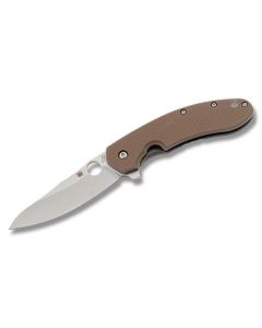 Spyderco Southard Folder with Brown G-10 and Titanium Handle and Black Coated 3.439" Drop Point Plain Edge Blade Model C156GBBK