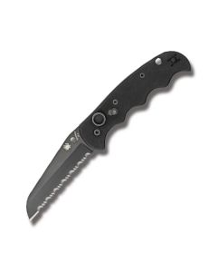 Spyderco Autonomy Automatic Knife with Black G-10 Handle and Black Coated H1 Steel 3.75" Sheepsfoot Serrated Edge Blade Model C165GSBBK