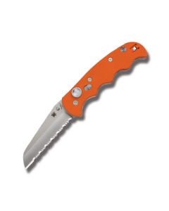 Spyderco Autonomy Automatic Knife with Orange G-10 Handle and Satin Coated H1 Steel 3.75" Sheepsfoot Serrated Edge Blade Model C165GSOR