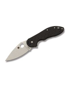 Spyderco Domino with Carbon Fiber and Titanium Handle with Satin Coated CTS-XHP 3.125" Spear Point Plain Edge Blade Model C172CFTI