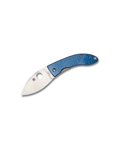 Spyderco Knives Lil Lum Nishjin Sprint Run with Blue Nishijin Glass Fiber Handle and Satin Coated VG-10 Stainless Steel 2.439" Drop Point Plain Edge Blade Model C205GFBL