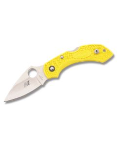 Sypderco Dragonfly 2 with Yellow FRN Handle and Satin Coated H-1 Steel 2.25" Drop Point Plain Edge Blade Model C28PYL2