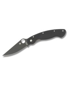 Spyderco Military with Black G-10 Handle and Black Coated CPM-S30V Stainless Steel 4" Drop Point Plain Edge Blade Model C36GBK