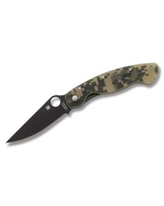 Spyderco Military with Digital G-10 Camo Handle and Black DLC Coated CPM-S30V Stainless Steel 3.688" Drop Point Plain Edge Blade Model C36GCMOBK