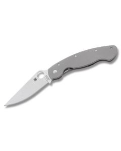 Spyderco Military with Titanium Handle and Satin Coated CPM-S30V Stainless Steel 3.688" Drop Point Plain Edge Blade Model C36TI