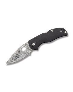 Spyderco 40th Anniversary Native 5 with Carbon Fiber Handles and Damasteel Steel 3" Spear Point Plain Edge Blades Model C41CF40