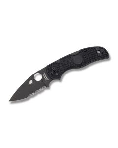Spyderco Native 5 with Black FRN Handle and Black Coated CPM-S35VN Stainless Steel 3.125" Clip Point Partially Serrated Edge Blade Model C41PSBBK5