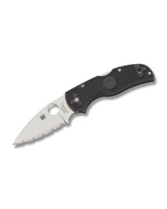 Spyderco Native with Black FRN Handle and Satin Coated CPM-S30V Stainless Steel 3.125" Drop Point Serrated Edge Blade Model C41BK