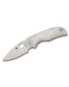 Spyderco Native 5 with Fluted Titanium Handle and Satin Coated CPM-S35VN Stainless Steel 3" Drop Point Plain Edge Blade Model C41TIF5