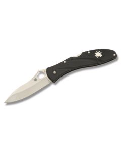 Spyderco Centofante III Lockback with Black FRN Handle and Satin Coated VG-10 Stainless Steel 3.125" Drop Point Plain Edge Blade Model C66BK3