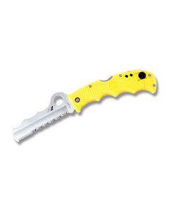 Spyderco Knives Salt Assisted Folder with Yellow FRN Handle and Satin Coated H1 Steel 3.688" Sheepsfoot Serrated Edge Blade Model C79PSYL