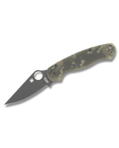 Spyderco Para-Military with Digital Camo G-10 Handle and Black Coated CPM-S30V Stainless Steel 3.439" Drop Point Plain Edge Blade Model C81GCMO2