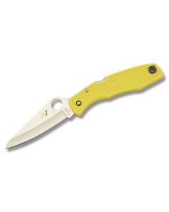 Spyderco Pacific Salt with Yellow FRN Handle and Satin Coated H-1 Steel 3.812" Sheepfoot Plain Edge Blade Model C91PYL