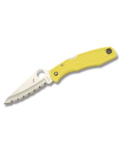 Spyderco Pacific Salt with Yellow FRN Handle and Satin Coated H-1 Steel 3.812" Sheepfoot SpyderEdge Blade Model C91SYL