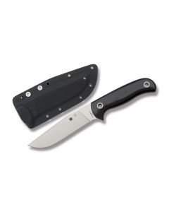 Spyderco Gayle Bradley Bowie with Black G-10 Handle and Satin Coated PSF27 Steel 5.125" Drop Point Plain Edge Blade with Black Boltaron Sheath Model FB33G