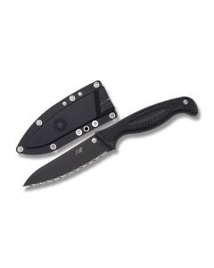 Spyderco Aqua Salt Fixed Blade with FRN Handle and Black Coated H-1 Steel 4.75" Drop Point Serrated Edge Blade with Black Molded Polymer Sheath Model FB23SBBK