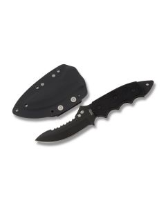 Spyderco Pygmy Warrior with Black G-10 Handle and Black Coated CTS-BD1 Stainless Steel 4.563" Clip Point Plain Edge Blade with Black Boltaron Sheath Model FB29GBBK 