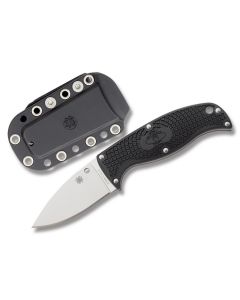 Spyderco Enuff with Black FRN Handle and Satin Coated VG-10 Stainless Steel 2.75" Leaf Plain Edge Blade with Black Molded Polymer Sheath Model FB31PBK