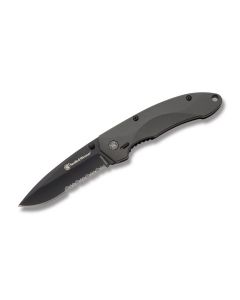 Smith & Wesson S.W.A.T. M.A.G.I.C Linerlock with Black Aluminum Handle and Black Coated 4034 Stainless Steel 3.375" Drop Point Partially Serrated Edge Blade Model SW6000BS