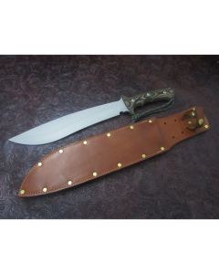 Treeman handmade Knives Machete with 12 inch high carbon steel blade single hilt guard with durable camo G-10 handles